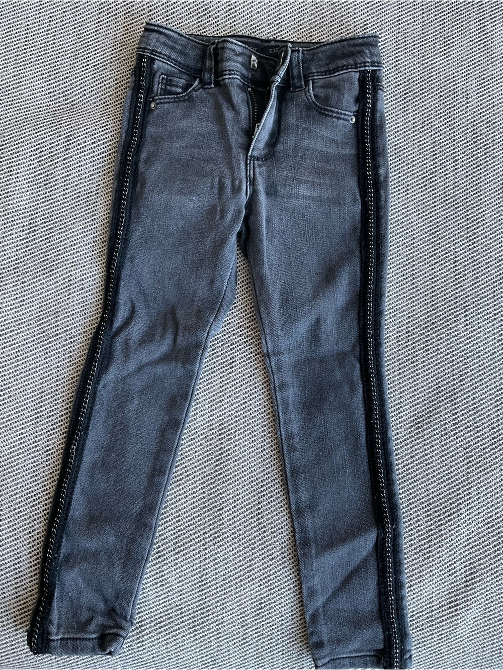 Ikks Girls Black and Gray Skinny Jeans with Side Trim
